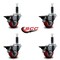 Service Caster 3'' Red Poly Swivel 1'' Expanding Stem Caster Set with Brake, 4PK SCC-EX20S314-PPUB-RED-PLB-1-4 - alternate 2